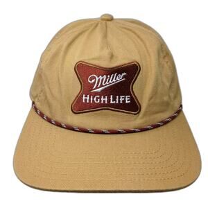 Mad Engine Miller High Life 5 Panel Hat Brown Red Snapback OS Adjustable Cord